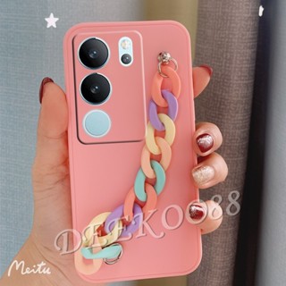 เคสโทรศัพท์ซิลิโคน TPU แบบนิ่ม สีรุ้ง พร้อมสายคล้องมือ สําหรับ VIVO V29 5G VivoV29