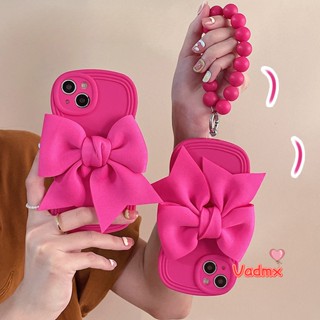 เคสโทรศัพท์มือถือ แบบนิ่ม ลายคลื่นบาร์บี้ ประดับโบว์สีแดง และสร้อยข้อมือลูกปัด สําหรับ OPPO A93 4G A1 Pro Reno 8T 5G A1 5G 2023 Realme V20 V5 Find X5 GT2 Pro GT 5G