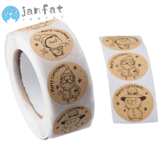 Janfat สติกเกอร์ ลายคริสต์มาส แฮนด์เมด 500 ชิ้น ต่อม้วน