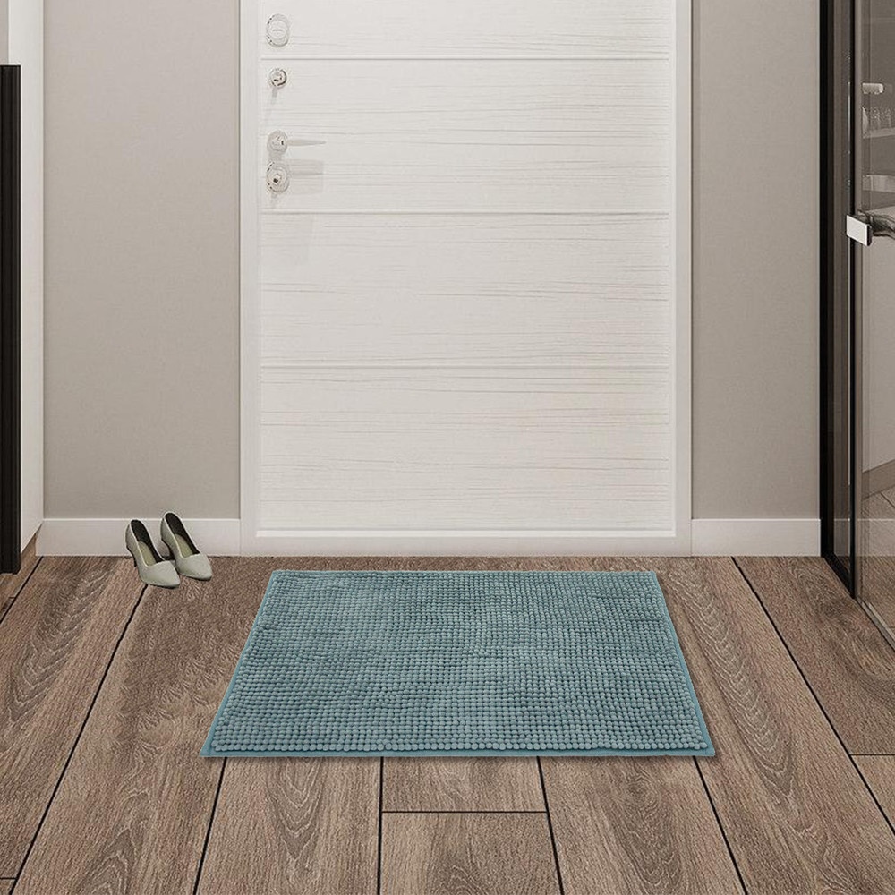 GlobalHouse COZY พรมเช็ดเท้าขนนุ่ม รุ่น MIKA03 ขนาด 40×60×1.1ซม. สีฟ้า สินค้าของแท้คุณภาพดี