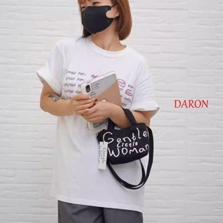 Daron Gentlewoman กระเป๋าสะพายข้าง ผ้าแคนวาส ลายตัวอักษร ขนาดเล็ก แบบพกพา ประเทศไทย สําหรับผู้หญิง