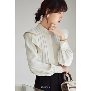 MANSA ruffle shirt เสื้อเชิ้ตผู้หญิงแขนยาว เสื้อแขนสั้น