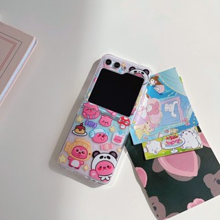 เคสโทรศัพท์มือถือ PC แบบใส ลายโบเวเวอร์น้อยน่ารัก สไตล์มินิมอล สําหรับ Samsung Galaxy Z Flip 5 5G Z Flip 3 4