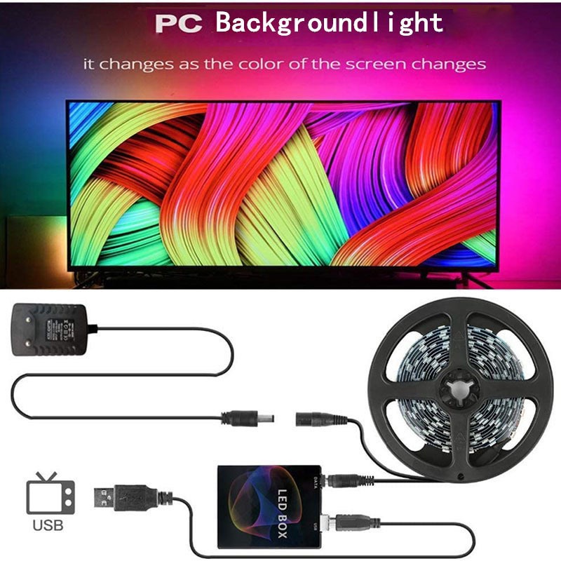 พีซี LED แถบแบ็คไลท์ ชุดสำหรับหน้าจอคอมพิวเตอร์ในฝัน, 5050 SMD แอดเดรส RGB LED Strip WS2812B RGBIC, ทำงานร่วมกับ Ambibox PC ชุดแบ็คไลท์ LED Strip