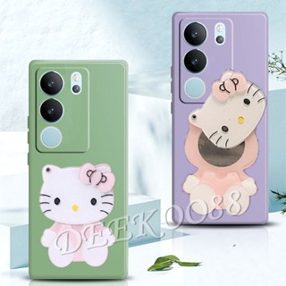 พร้อมส่ง เคสโทรศัพท์มือถือ TPU นิ่ม ปิดด้านหลัง ลายการ์ตูนแมว KT สีชมพูน่ารัก พร้อมขาตั้ง สําหรับ VIVO V29 5G V29