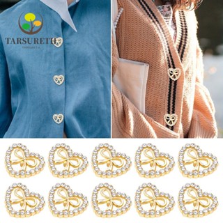 Tarsureth กระดุมรูปหัวใจ ประดับพลอยเทียม สําหรับตกแต่งเสื้อผ้า DIY