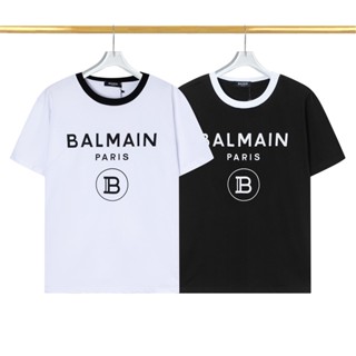 Ba-lmain - สินค้าขายดี! เสื้อแขนสั้น ปักลายโลโก้ตัวอักษร ขนาดใหญ่ สไตล์คลาสสิก สําหรับผู้ชาย และผู้หญิง Ery