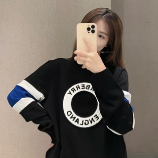 Bbr - เสื้อเชิ้ตแขนยาว คอกลม ผ้าถัก ลายโลโก้ ยอดนิยม เหมาะกับทุกเพศ