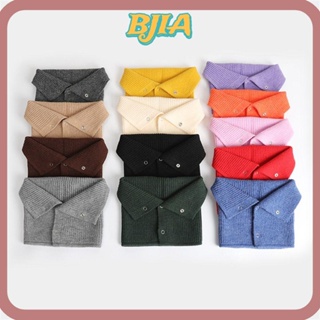 Bja ปลอกคอผ้าถัก แบบหนา สีพื้น ให้ความอบอุ่น แฟชั่นสําหรับผู้ชาย และผู้หญิง