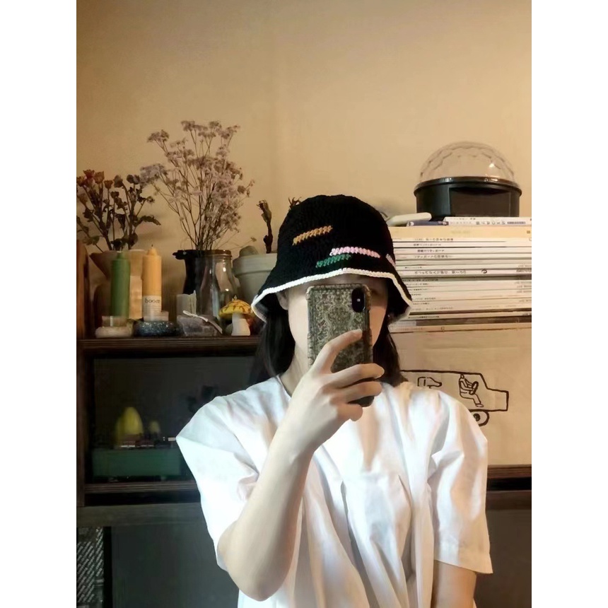 หมวกบักเก็ต ผ้าฝ้ายถัก ทรงโดม ระบายอากาศ พับได้ เหมาะกับฤดูใบไม้ผลิ และฤดูร้อน และฤดูใบไม้ร่วง สําหรับผู้หญิง