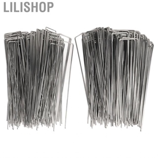 Lilishop 100Pcs U Shaped Garden Stakes Galvanized Steel Landscape Pins for Weed Barrier Sod Fabric Decorations Ground