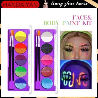 Handaiyan พาเลทสีเรืองแสง UV 10 สี สําหรับแต่งหน้า ปาร์ตี้ฮาโลวีน