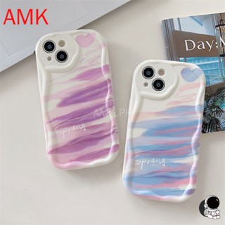 Amk เคสโทรศัพท์มือถือแบบใส ลายคลื่น 3D สีรุ้ง สีม่วง สําหรับ VIVO V27E V27 PRO V25 V25E V23E V23 V21E Y02 Y02A Y02S Y15 Y15S Y15A Y16 Y20i Y51 Y22 Y22S Y31 Y33S Y21S Y35 Y76 STNYK