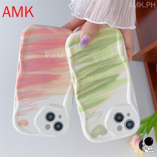Amk เคสโทรศัพท์มือถือแบบใส ลายคลื่น 3D สีรุ้ง สีเขียว สําหรับ Realme 10 C55 C53 C35 C33 C31 C30 C30S C25 C15 C12 C21 C20 C11 C2 9i 8i 8 7 7i 6 5 5i 6i narzo 50a 50i 50 prime pro เคส STNYK