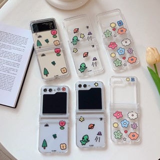 3in1 เคสโทรศัพท์มือถือแบบแข็ง กันกระแทก ลายการ์ตูนดอกไม้น้อยน่ารัก สําหรับ Samsung Galaxy Z Flip5 Z Flip 3 Flip 4