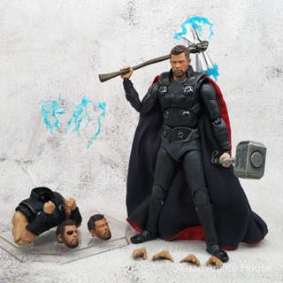 โมเดลตุ๊กตา Thor Garage Thanos Spider-Man Avengers Captain America ของเล่นสําหรับเด็ก