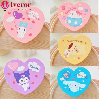 Lveror กล่องเครื่องประดับ ต่างหู สร้อยคอ แบบฝาพับ สองชั้น ลายการ์ตูน Melody Purin Kuromi Cinnamoroll