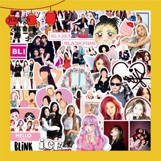 [JU] สติกเกอร์ ลาย BLACK PINK มีกาวในตัว สไตล์เกาหลี สําหรับติดตกแต่งรถยนต์ กระเป๋าเดินทาง รถจักรยานยนต์ 50 ชิ้น