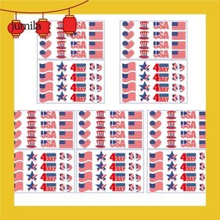 [JU] สติกเกอร์รอยสักชั่วคราว สีสดใส 4th of July สะดุดตา 10 ชิ้น
