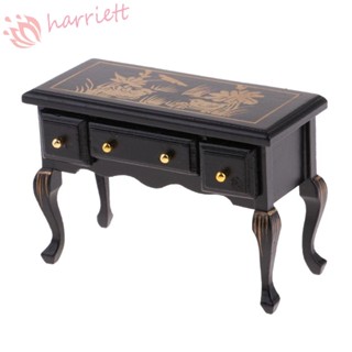 Harriett โมเดลโต๊ะจําลอง 1:12 สีดํา สไตล์วินเทจ ของเล่นสําหรับเด็ก