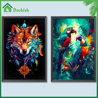 【Doub X ✮】ภาพวาดปักเพชร ทรงกลม ลายสัตว์ 5D DIY สําหรับตกแต่งบ้าน ✮