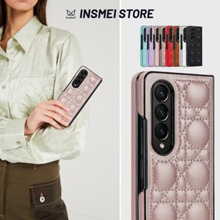 เคสหนัง สีโรสโกลด์ สําหรับ Samsung Galaxy Z Fold 5 4 3