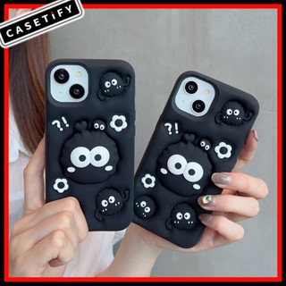 เคสโทรศัพท์มือถือ ลายการ์ตูน สีดํา พร้อมขาตั้ง สําหรับ iPhone14ProMax iP13Pro 13 iPhone11 12Promax 13Promax 12 13 14