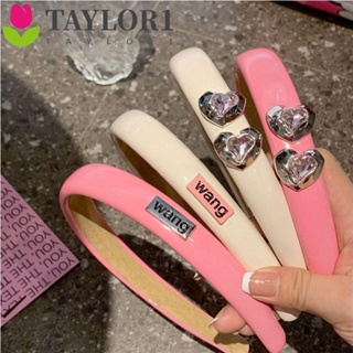 Taylor1 ที่คาดผม สีชมพู หัวใจ ตัวอักษร พลอยเทียม ที่คาดผม ที่เรียบง่าย ที่คาดผม สีพื้น ปาร์ตี้