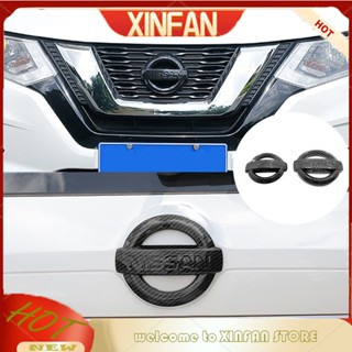 Xinfan ฝาครอบโลโก้คาร์บอนไฟเบอร์ ด้านหน้า และด้านหลัง สําหรับ NISSAN XTRAIL 2014-2021