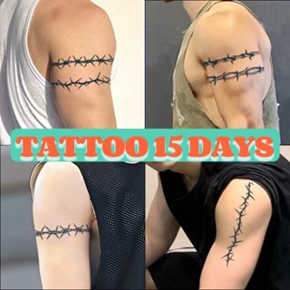 พร้อมส่ง TATTOO 15 DAYS ติดได้นาน 15 วัน ลายเท่ ติดแรกๆจะไม่เห็นไม่ชัด ต้องให้เวลาผ่านไป 24-48 ชม. ลายจะชัดเจน"