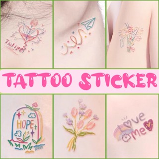 TATTOO STICKERS แทททูสติ็กเกอร์ รอยสักชั่วคราว ลายน่ารัก สีสันสดใส สินค้าพร้อมส่งในไทย