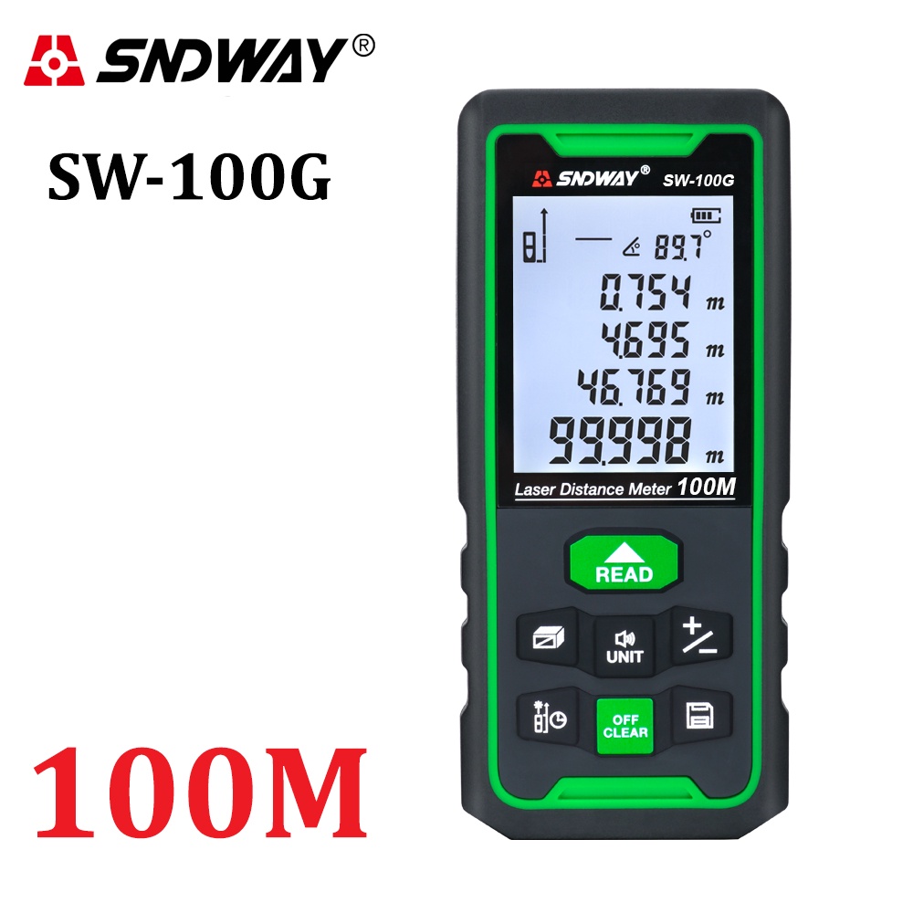 SNDWAY รุ่นอัพเกรดเลเซอร์วัดระยะทางสีเขียวเส้น Rangefinder Trena เทปวัดระดับอิเล็กทรอนิกส์ไม้บรรทัดเครื่องมือ
