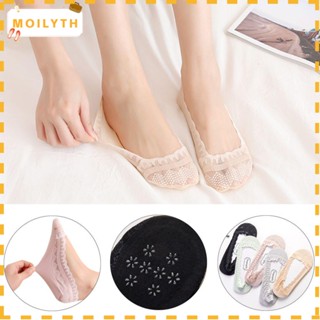 Moilyth ถุงเท้าเรือ ตัดต่ํา ระบายอากาศ ฤดูร้อน กันลื่น ถุงเท้าลูกไม้ แบบบาง