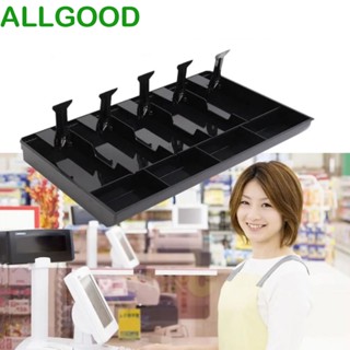 Allgoods กล่องลิ้นชักเก็บเงินสด 5 ช่อง ทรงสี่เหลี่ยมผืนผ้า พร้อมสปริงพลาสติก สีดํา 5 ช่อง