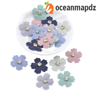 Oceanmapdz 50 ชิ้น ดอกไม้ Applique, เย็บปักถักร้อย อเนกประสงค์ ดอกไม้ ผ้า, หลากสี สวยหรู ตกแต่งด้วยกิ๊บติดผม พลอยเทียม