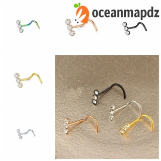 Oceanmapdz ต่างหูสตั๊ด สเตนเลส ทรงเรขาคณิต ประดับเพทาย โอปอล เครื่องประดับสตรี