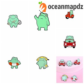 Oceanmapdz เข็มกลัดเคลือบ รูปกบน่ารัก เรขาคณิต สีเขียว สไตล์เกาหลี สร้างสรรค์ ใช้ได้ทุกวัน