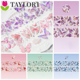 Taylor1 เทปกาว ลายผีเสื้อ PET แวววาว แฮนด์เมด 50 มม.*2 ม. สําหรับเครื่องเขียน DIY