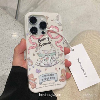 เคสโทรศัพท์มือถือ ลายการ์ตูนกระต่ายน่ารัก สําหรับ Apple iPhone 15 14 13 12 11 Pro Max SE 2020 X XR XS 8 7 plus 14plus xsmax 14promax