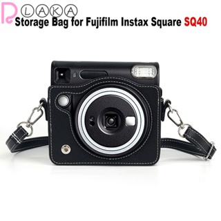 Lakamier กระเป๋าเก็บกล้อง หนัง PU กันกระแทก แบบพกพา ปรับสายได้ สําหรับ Fujifilm Instax Square SQ40 Travel