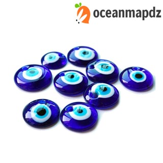 Oceanmapdz จี้ลูกปัดตาชั่วร้าย ทรงกลม สีฟ้า 25 30 40 60 มม. สไตล์พังก์ ฮิปฮอป นําโชค เครื่องประดับ สําหรับของขวัญ