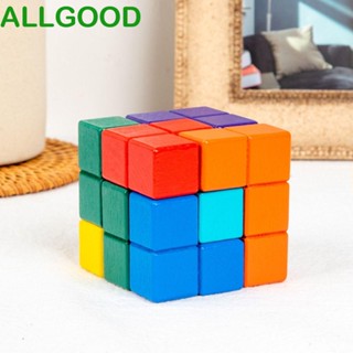 Allgoods Soma Cube ของเล่นไม้ เกมปริศนา Montessori สีสันสดใส เพื่อการศึกษา สําหรับเด็ก