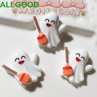 Allgoods แผ่นเรซิ่น ลายการ์ตูนผี ขนาดเล็ก อเนกประสงค์ สําหรับทํากิ๊บติดผม 10 ชิ้น