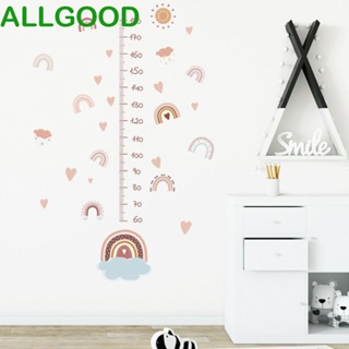 Allgoods สติกเกอร์วัดความสูง ลายก้อนเมฆ 3D มีกาวในตัว กันน้ํา สีรุ้ง ลอกออกได้ สําหรับติดตกแต่งห้องนอนเด็กผู้หญิง 2 ชิ้น ต่อชุด