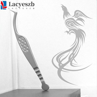 Lacyeszb แหนบสเตนเลส ทรงโค้ง 3D สีเงิน สําหรับต่อขนตาปลอม