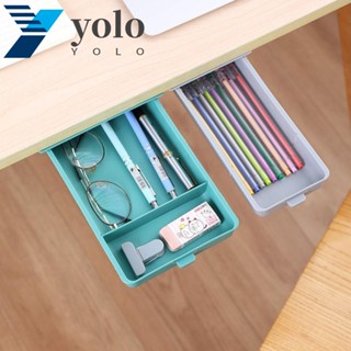 Yolo ถาดลิ้นชักพลาสติก มีกาวในตัว ประหยัดพื้นที่ มีกาวในตัว สีส้ม เขียว ฟ้า เหลือง สําหรับจัดเก็บเครื่องเขียน ใช้ในโรงเรียน