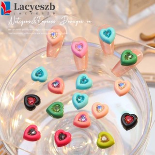 Lacyeszb อุปกรณ์ตกแต่งเล็บ รูปหัวใจ พื้นแบน ลายการ์ตูน สําหรับตกแต่งเล็บ DIY 10 ชิ้น ต่อชุด