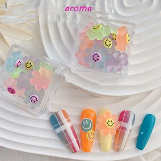 Aroma ดอกทานตะวัน หน้ายิ้ม โปร่งแสง สามมิติ สําหรับตกแต่งเล็บ DIY