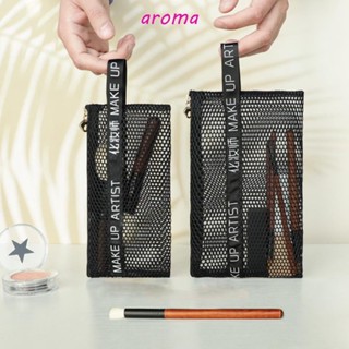 Aroma กระเป๋าเครื่องสําอาง ผ้าตาข่าย แบบใส ทรงสี่เหลี่ยม จุของได้เยอะ สําหรับเดินทาง