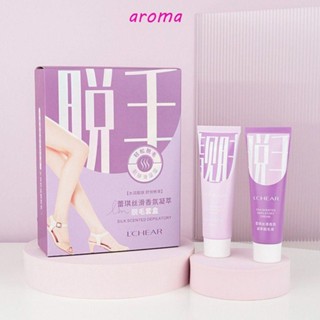 Aroma ครีมกําจัดขน ยับยั้งการเจริญเติบโตของเส้นผม อ่อนโยน ไม่เจ็บ ส่วนตัว กําจัดขน โลชั่น ดูแลผิวหน้า สําหรับผู้หญิง ผู้ชาย แขน ขา พร้อมไม้พาย